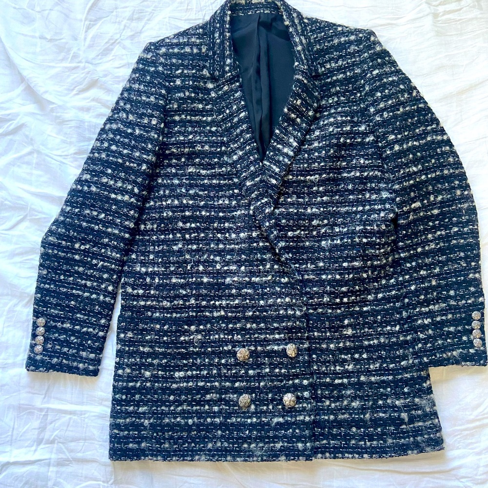 *The Kooples* Wool Jacket/Coat in navy and white